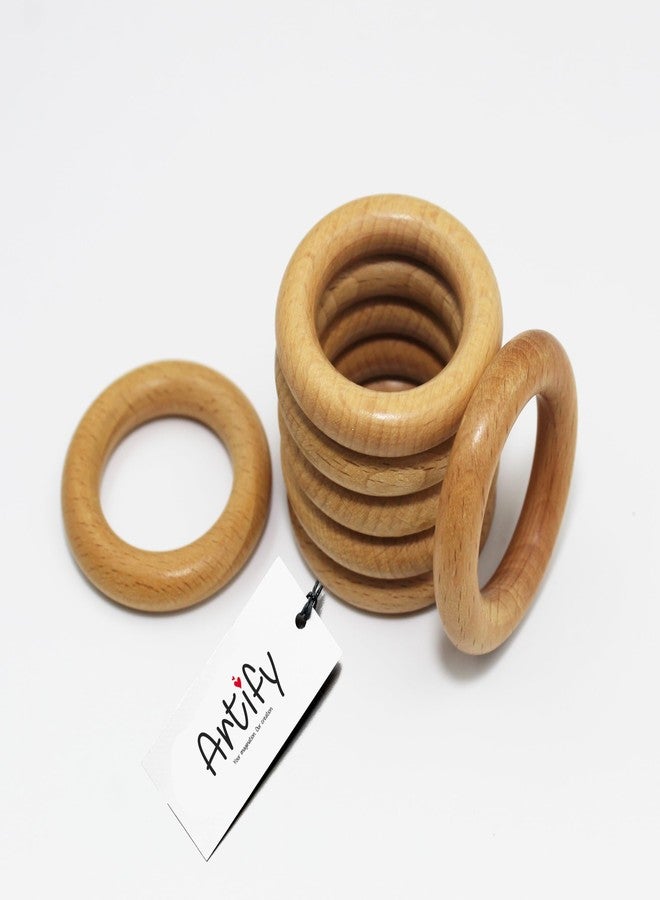 Artify | Natural Wooden Rings (5cm, 10pcs) (b) | Smooth Finished Wood Circles for Toys, Craft, DIY Projects - Pack of 10 - Image 1